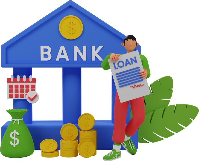 bank loan concept. 3d illustration